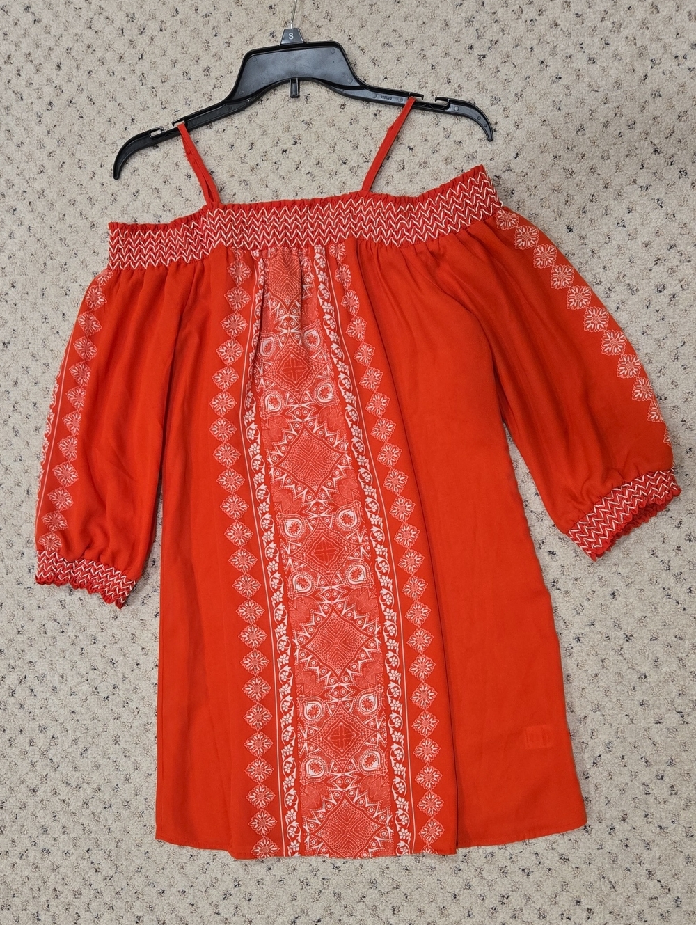 Trixxi Coral Off-Shoulder Embroidered Midi Dress